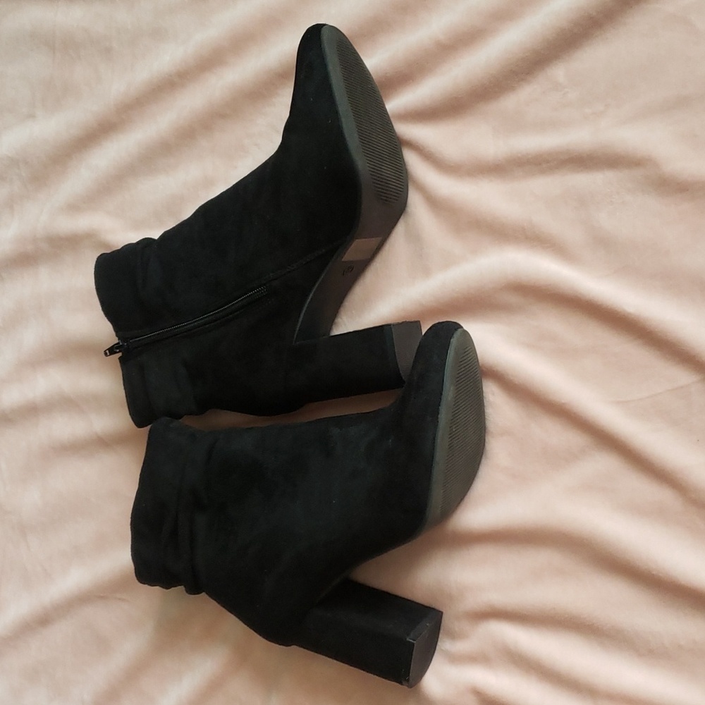 Black Suede 3" Heel Ankled Boots Size 9